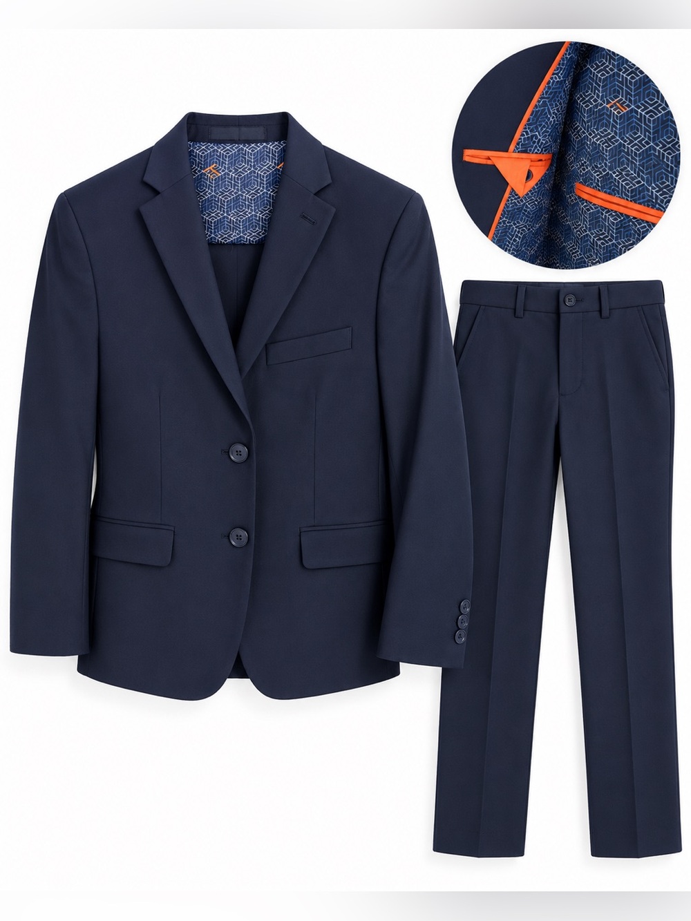 Tallia Boys Navy Suit 16R Slim Fit Blazer Pants Formal Wedding School